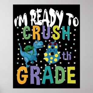 Poster De volta à escola estou pronto para esmagar Dino 