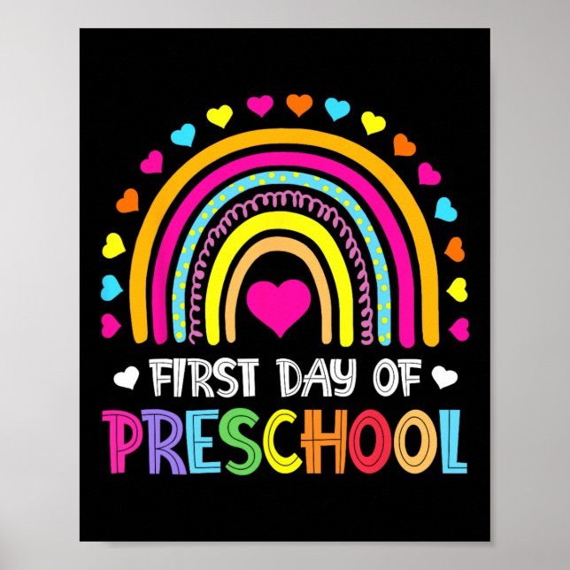 Poster De Volta À Escola Feliz Primeiro Dia Da Pré-Escola (Frente)