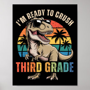 Poster De Volta à Escola Menino Dinossauro Estou Pronto p