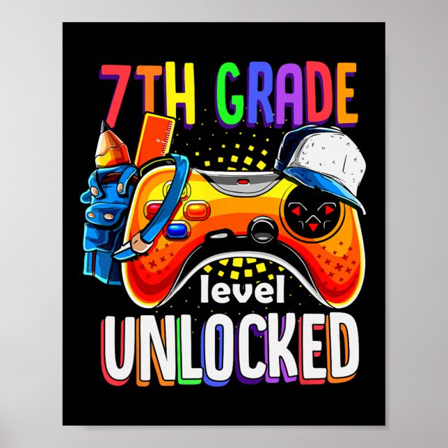 Poster De Volta à Escola Nível 7º Sétimo Ano Desbloqueado (Frente)