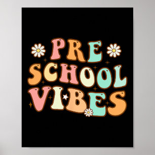 Poster De Volta à Escola Pré-Escolar Vibrações Retro Prof