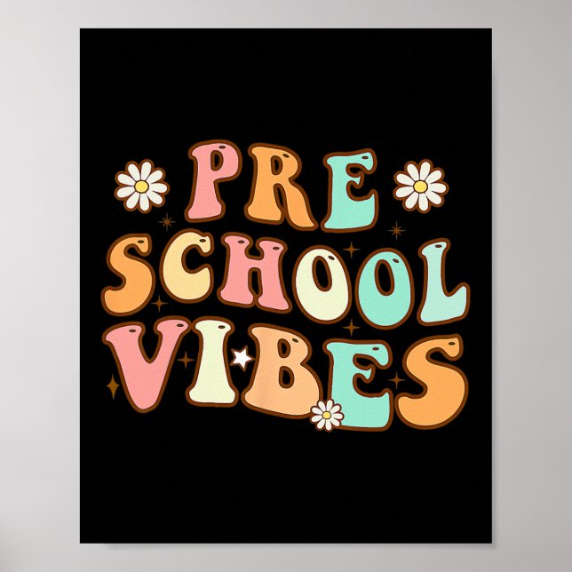 Poster De Volta à Escola Pré-Escolar Vibrações Retro Prof (Frente)