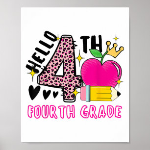 Poster De Volta À Escola Primeiro Dia Alô 4º Ano Leopardo