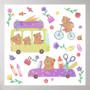 Poster De Volta à Escola: Teddy Está Pronto para a Escola