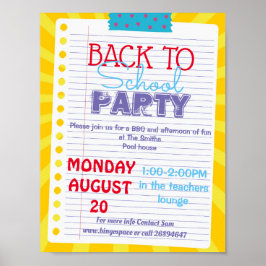 Poster de volta ao evento PTA da escola professor do jard