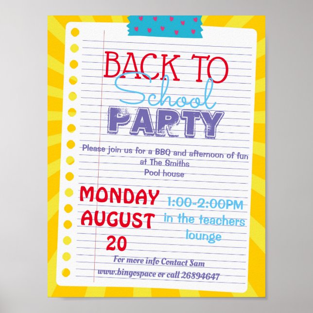 Poster de volta ao evento PTA da escola professor do jard (Frente)