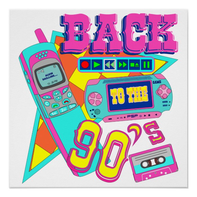 Pôster De volta ao Neon Arcade dos anos 90 (Frente)