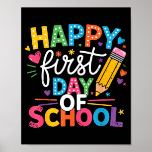 Poster De volta às aulas feliz primeiro dia de aula profe