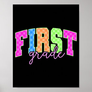 Poster De volta às luzes neon xadrez da primeira série co