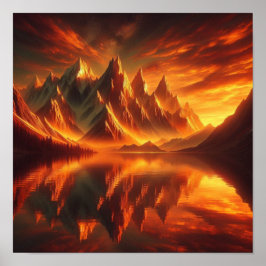 Poster De Volta às Montanhas do Pôr do Sol Dourado na Esc