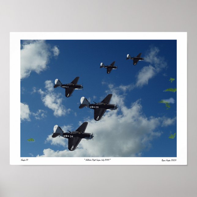 Poster de voo Helldiver Saipan 1944 (Frente)