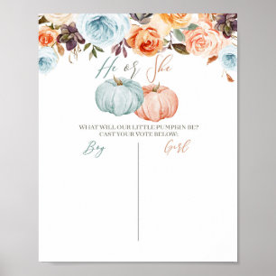 Poster de Votação Rustic Floral Pumpkin Mint e Pea