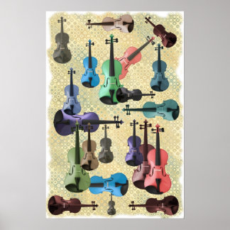 Poster de wallpaper violino multicolor