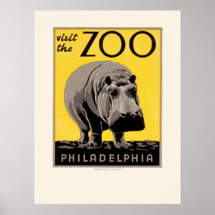 Poster de WPA do hipopótamo do jardim zoológico 