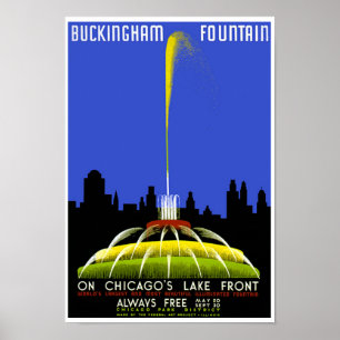 Poster de WPA do vintage de Chicago da fonte de