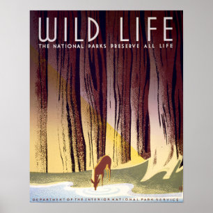 Poster de WPA dos animais selvagens (cervos)