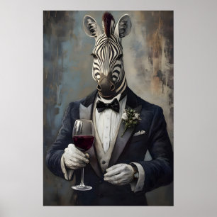 Poster de Zebra em Smoking, Poster de Animal, Zebr
