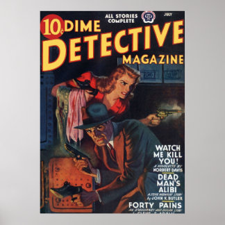 Poster Dead Man39;s Alibi  Dime Detective Magazine