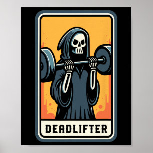 Poster Deadlifter Grim Reaper Levantando Pesos Gym Hallow