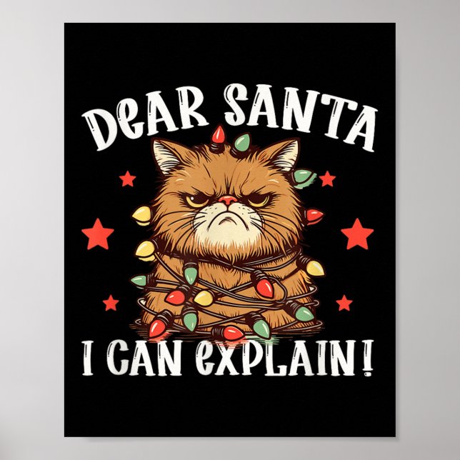 Poster Dear Santa I Can Explain The Cat Did It Funny Chri (Frente)