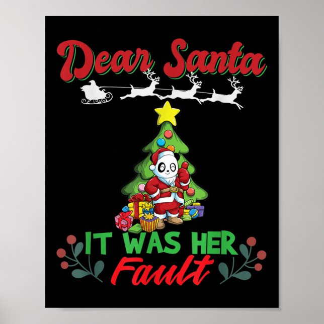 Poster Dear Santa It Was Her Fault Siblings Matching Xmas (Frente)