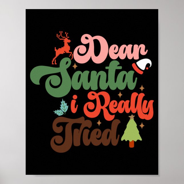 Poster Dear Santa Retro Groovy Christmas Holidays T Shirt (Frente)