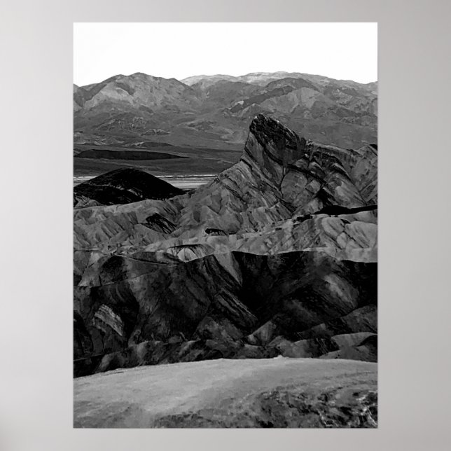 Poster Death Valley Zabriskie Point Black White Photo (Frente)