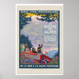 Poster Década de 1920 La Route Des Alpes Estilo Vintage F
