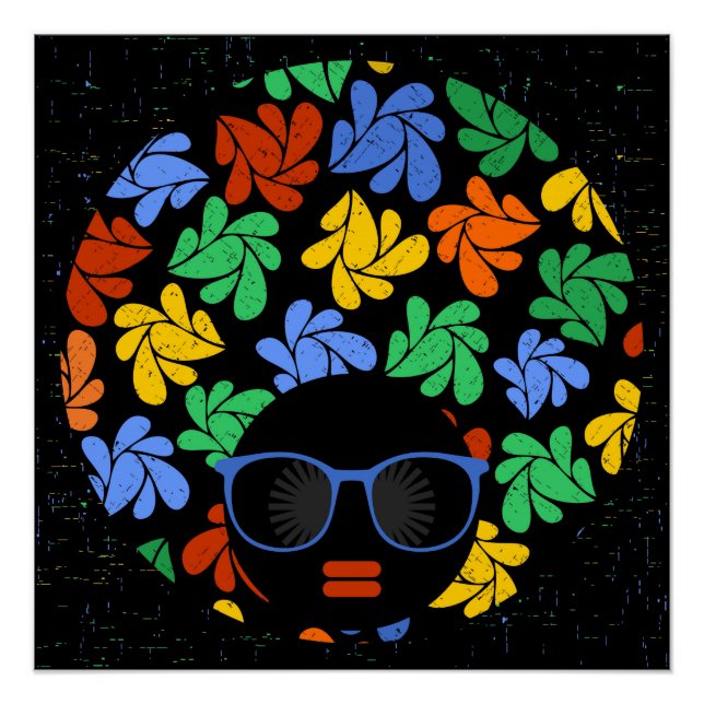Pôster Decal de Muro Colorida Afro Love (Frente)