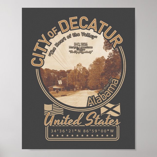 POSTER DECATUR ALABAMA - VINTAGEM DA CIDADE (Frente)