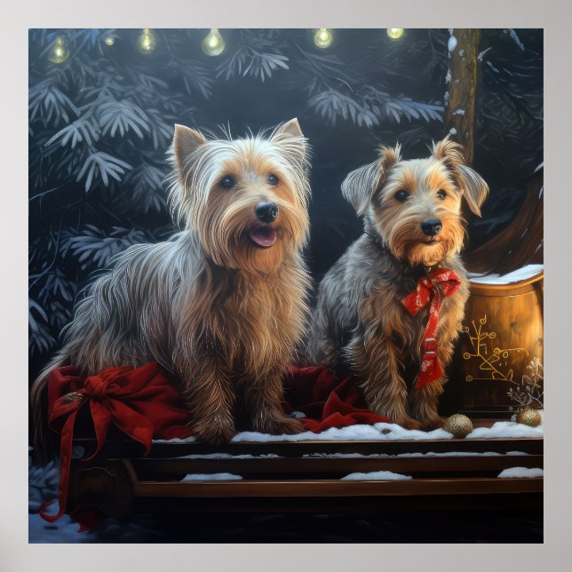 Poster Decência de Natal de Terrier Snowy Sleigh (Frente)