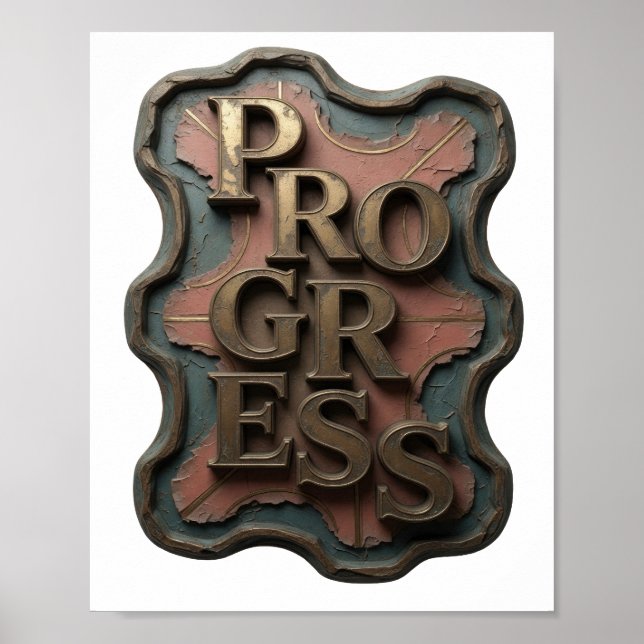 Poster Declaração de Design Clean Gold PROGRESS (Frente)