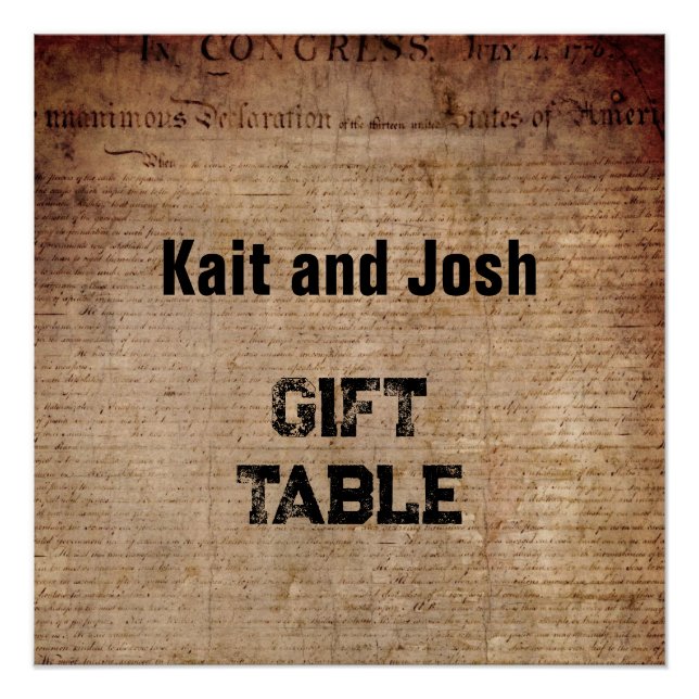 Pôster Declaração de Independência 📜 1776 Mesa-presente (Frente)