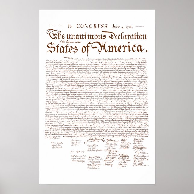 Poster Declaração de Independência dos EUA (Frente)