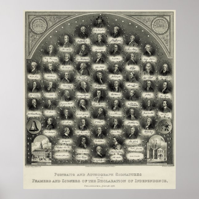 Pôster Declaração de Independência Retratos Assinaturas (Frente)