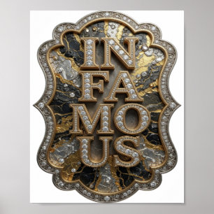 Poster Declaração Dourada em Design Gráfico FAMOSO