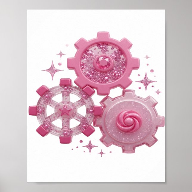 Poster Declaração GEARS AND STARS Design Prata (Frente)