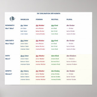 Poster Declinação - Nomen (N-A-D-G/pl)