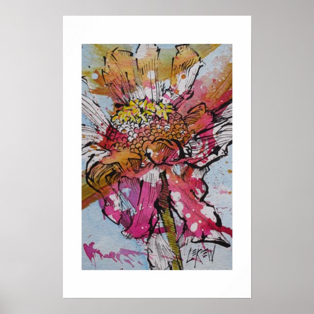 Poster Declining Zinnia 001 / Artist Larry Lerew (Frente)