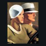 Poster Deco art Dirija Minha Pintura de Carro<br><div class="desc">Pintura digital de um anúncio de carro de 1920, mostrando um homem e uma mulher, a mulher no volante.</div>