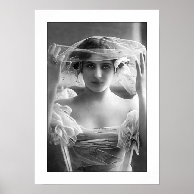 Poster deco bride véu preto e branco (Frente)