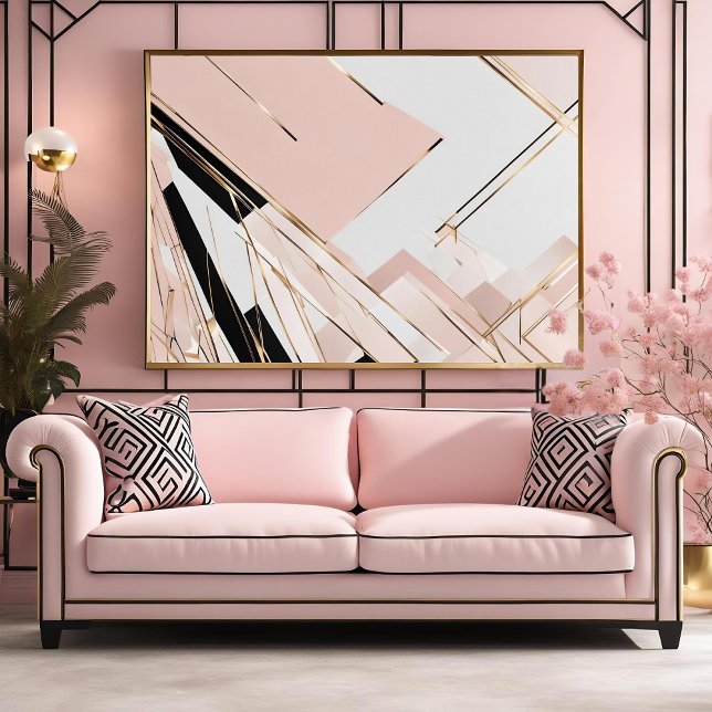 Poster Deco de Arte Contemporânea Inspirado não enquadrad (Pretty pink Art Deco inspired contemporary print. Available in various sizes.)