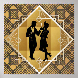 Poster Deco de Arte de 1920. Flapper.