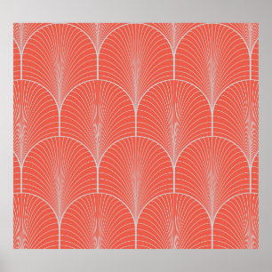 Poster Deco de arte de cinza vermelha, papel de parede de