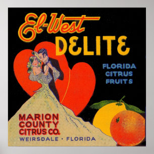Poster Deco de arte El-West Delite Fruta da Flórida, nos 