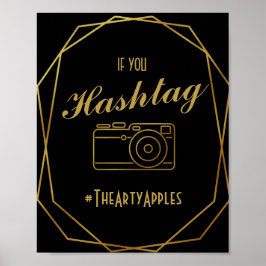 Poster Deco de arte elegante, mídia social Dourada e negr