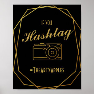 Poster Deco de arte elegante, mídia social Dourada e negr