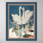 Poster Deco de Swans Art de 1929<br><div class="desc">Colorida,  1929,  impressão de "Swans" Art Deco. 16x20 mostrado aqui. O padrão 11x14 também está disponível,  além de tamanhos e canvas personalizados.</div>