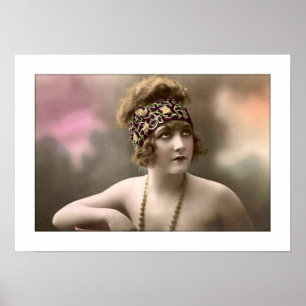 Pôster deco era girl com miçangas com véu