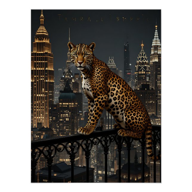 Pôster Deco Leopard: Art Deco Elegance (Frente)